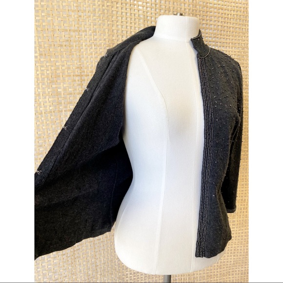 ALFANI Petite Charcoal Grey Beaded Cardigan. - Picture 5 of 8